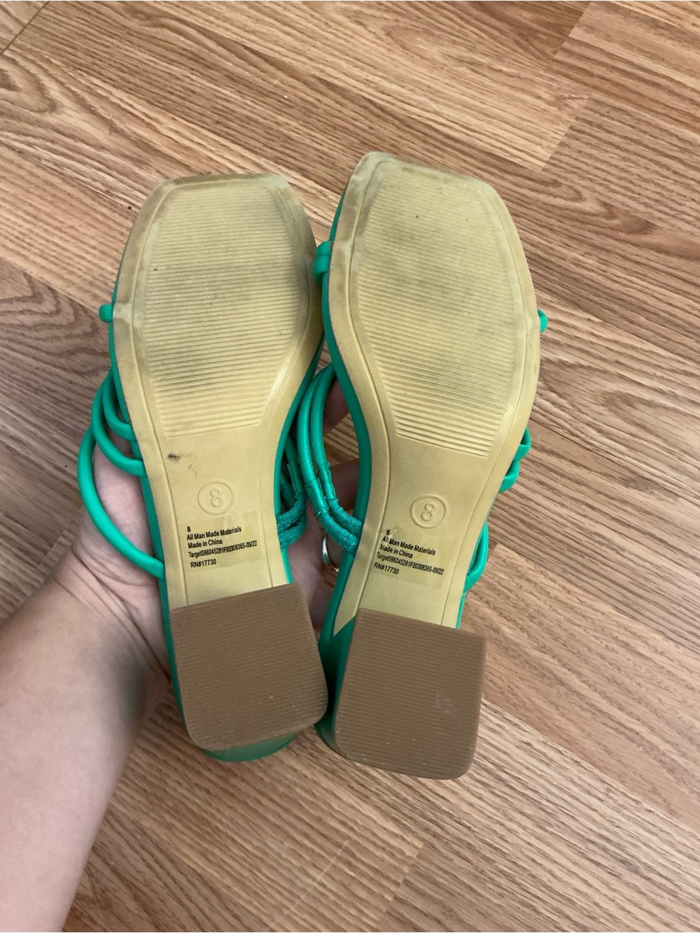 A New Day Teal Green Strappy Square-Toe Slide Heels Size 8 - Picture 7 of 8